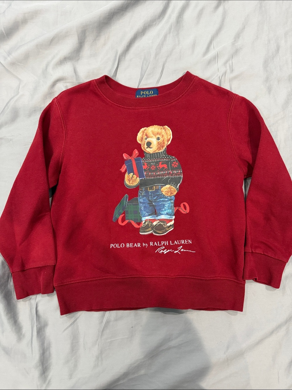 Polo by Ralph Lauren Dark Red Polo Bear Crew Sweatshirt kids size 4